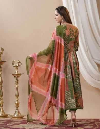 Maslin Silk Gown With Dupatta - MYLUXURY LANE ENTERPRISE
